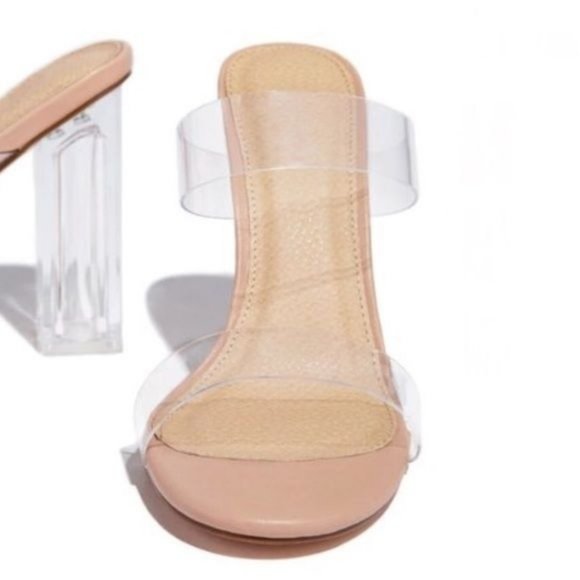 !! NEW !! Clear Double Strap Block Heel Mules - Picture 2 of 7